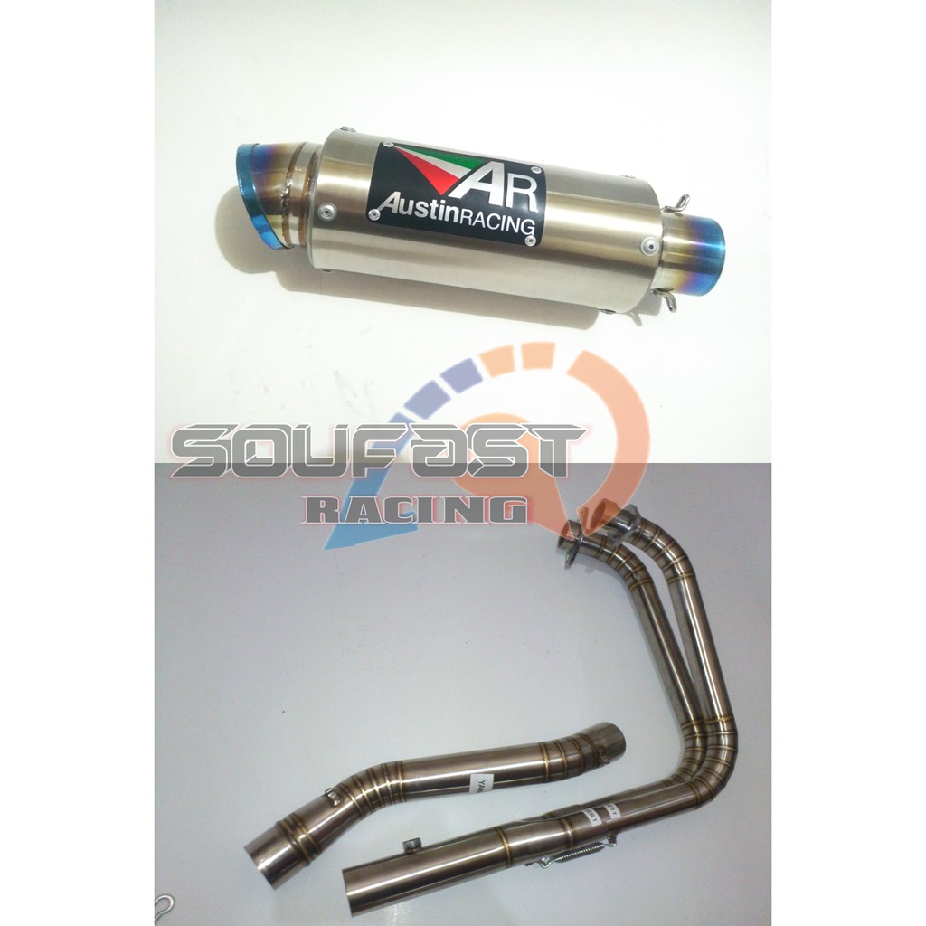 knalpot racing austin racing half blue fullsystem R25 Mt25