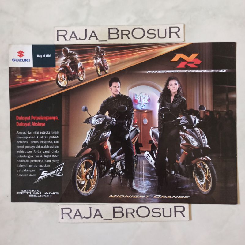 Poster brosur katalog flyer Suzuki Shogun FI Injeksi/Skywave 125 NR Night Rider II Midnight Orange 2