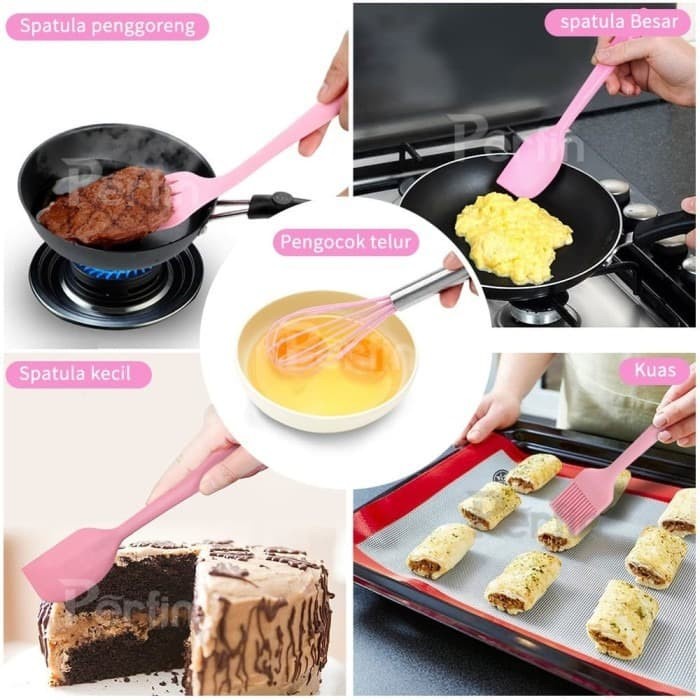 ALAT MASAK SPATULA SET 5 PCS SILIKON SUTIL KITCHEN UTENSIL TAHAN PANAS