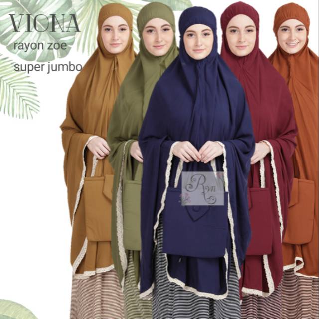 Mukena Viona by Rhayanh Collection Super Jumbo Rayon Zoe Adem Nyess Nyaman