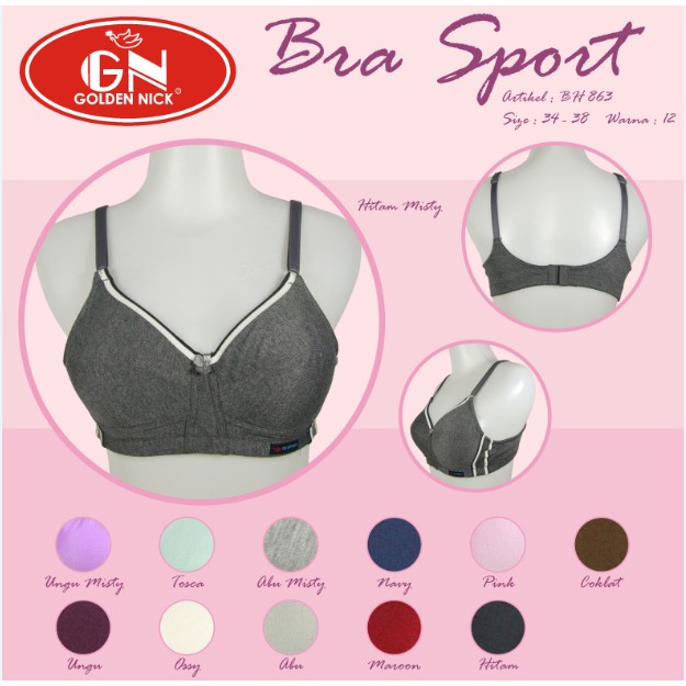 Golden Nick - Bra Sport Busa Tipis Tanpa Kawat Simple Bahan Lembut ART 863 SUPER SOFT