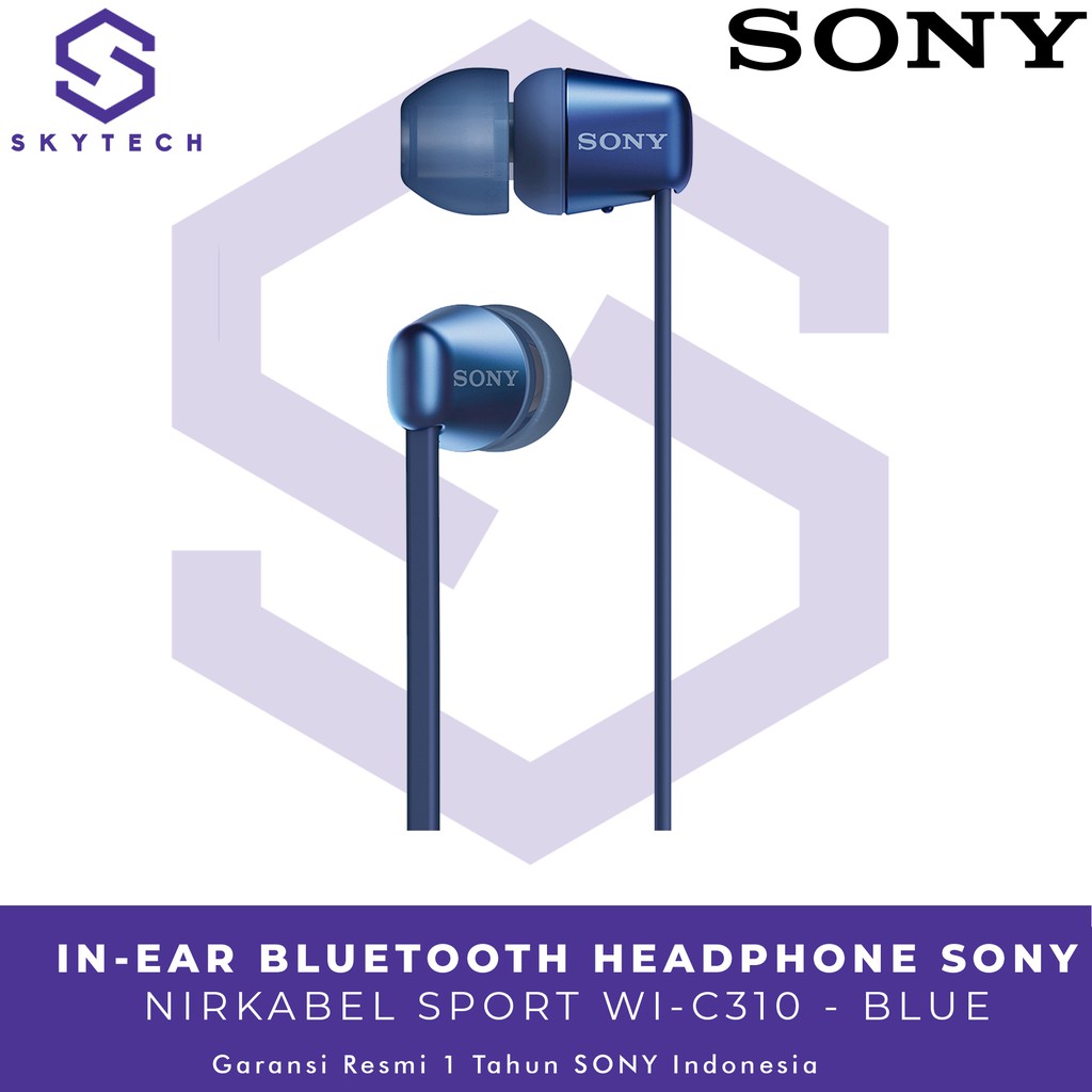 EARPHONE BLUETOOTH SONY WI C310 BLUE ORIGINAL GARANSI RESMI