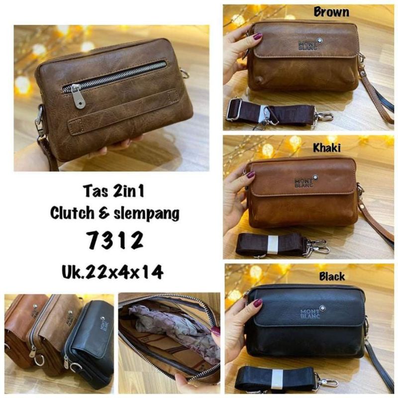 NEW ITEM tas montbl@n© selempang n cluth slingbag kode 7312