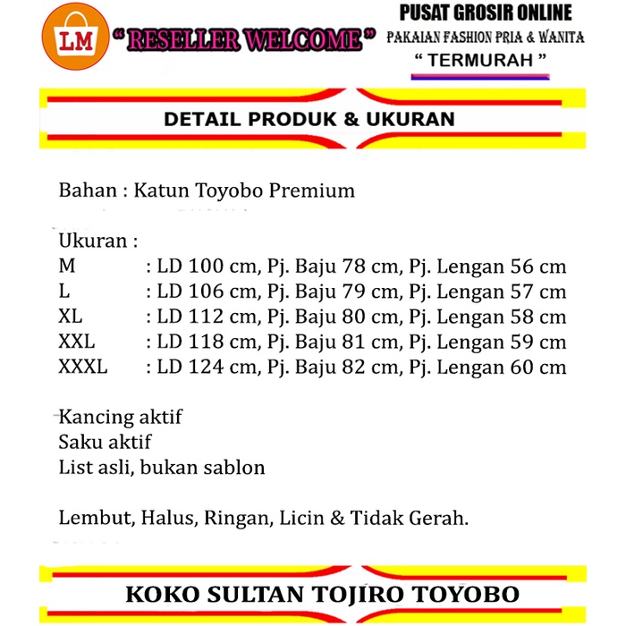 TERMURAH TERLARIS Baju Koko Pria SULTAN TOJIRO TOYOBO TERBARU LMS 25555-25561