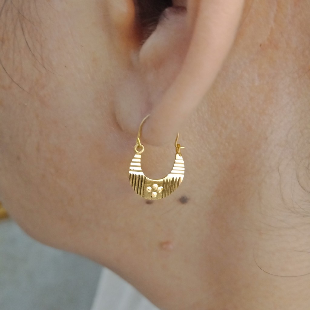 anting anak dan dewasa emas asli kadar 700 70% 16k 22 gold tanpa permata bulan unik cantik terlaris elegan