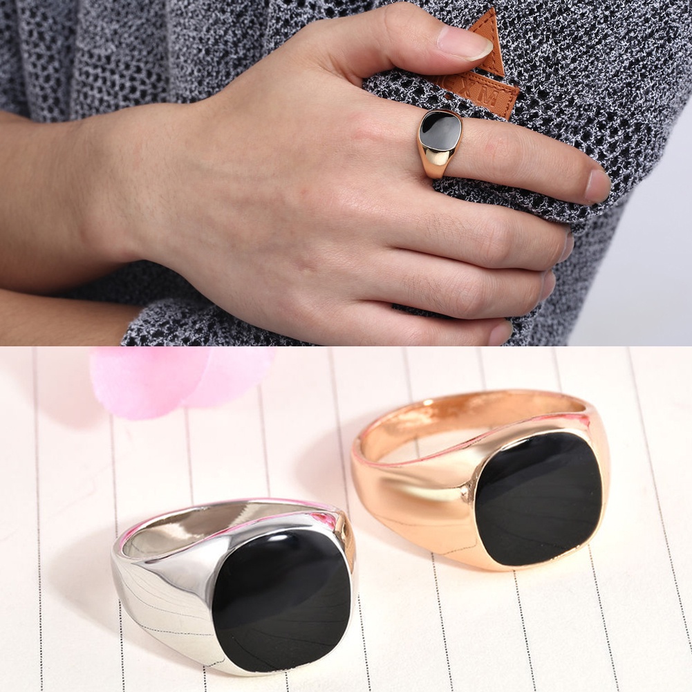 Cincin Bahan Titanium Stainless Steel Warna Hitam Untuk Pria