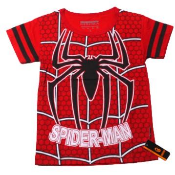 BAJU KAOS ATASAN ANAK LAKI LAKI GAMBAR SPIDERMAN SIZE 4-8 THN