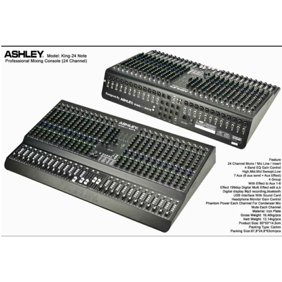 Mixer Ashley KING 16 NOTE Original 16 Channel Interface USB - Bluetoth