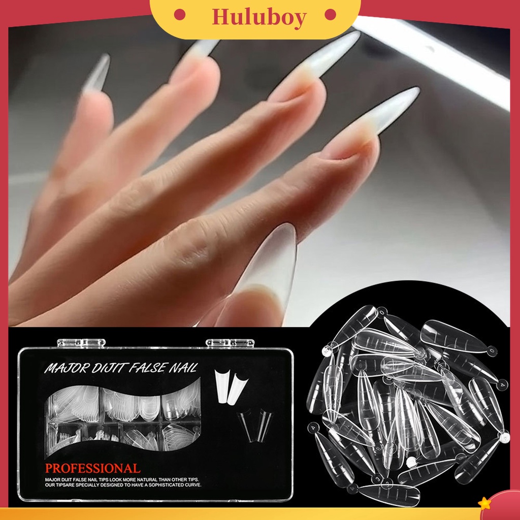 Huluboy Huluboy♡ 500pcs / Box Kuku Palsu Extension Bentuk Hati Transparan Seamless Untuk Manicure