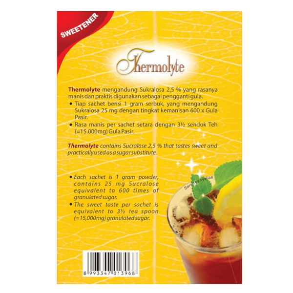 Thermolyte Sweetener - Box isi 25 sachet &amp; 50 Sachet @ 1 Gram - Pemanis Pengganti Gula