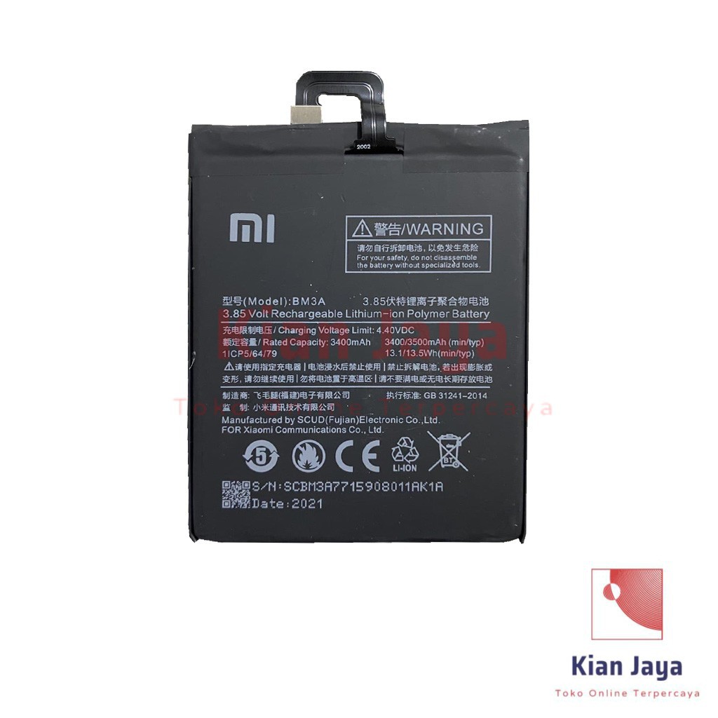 Baterai Xiaomi Mi Note 3 BM3A Original OEM Batre Batrai Battery Hp Xiao Mi BM 3A Ori