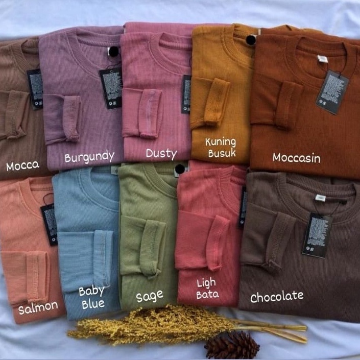 Kaos RIB Premium Lengan Panjang / kaos rib tebal / kaos basic hm / kaos murah / kaos katun