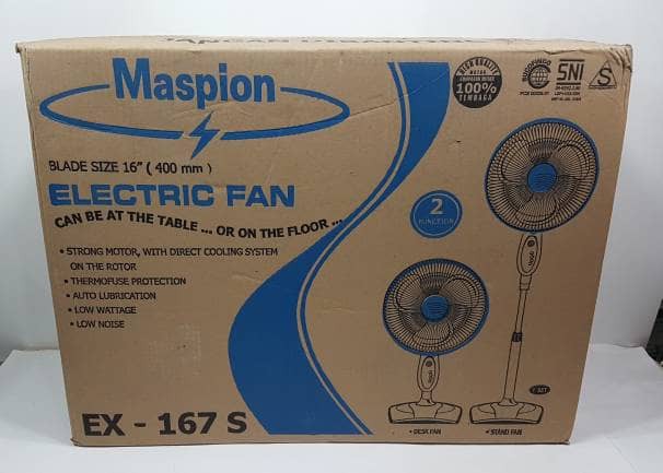 Kipas Angin  Stand Fan &amp; Desk Fan Maspion  EX 167S  - 167 S Kipas Angin BErdiri Meja 16inch 16&quot; 16 inci Kaki Persegi