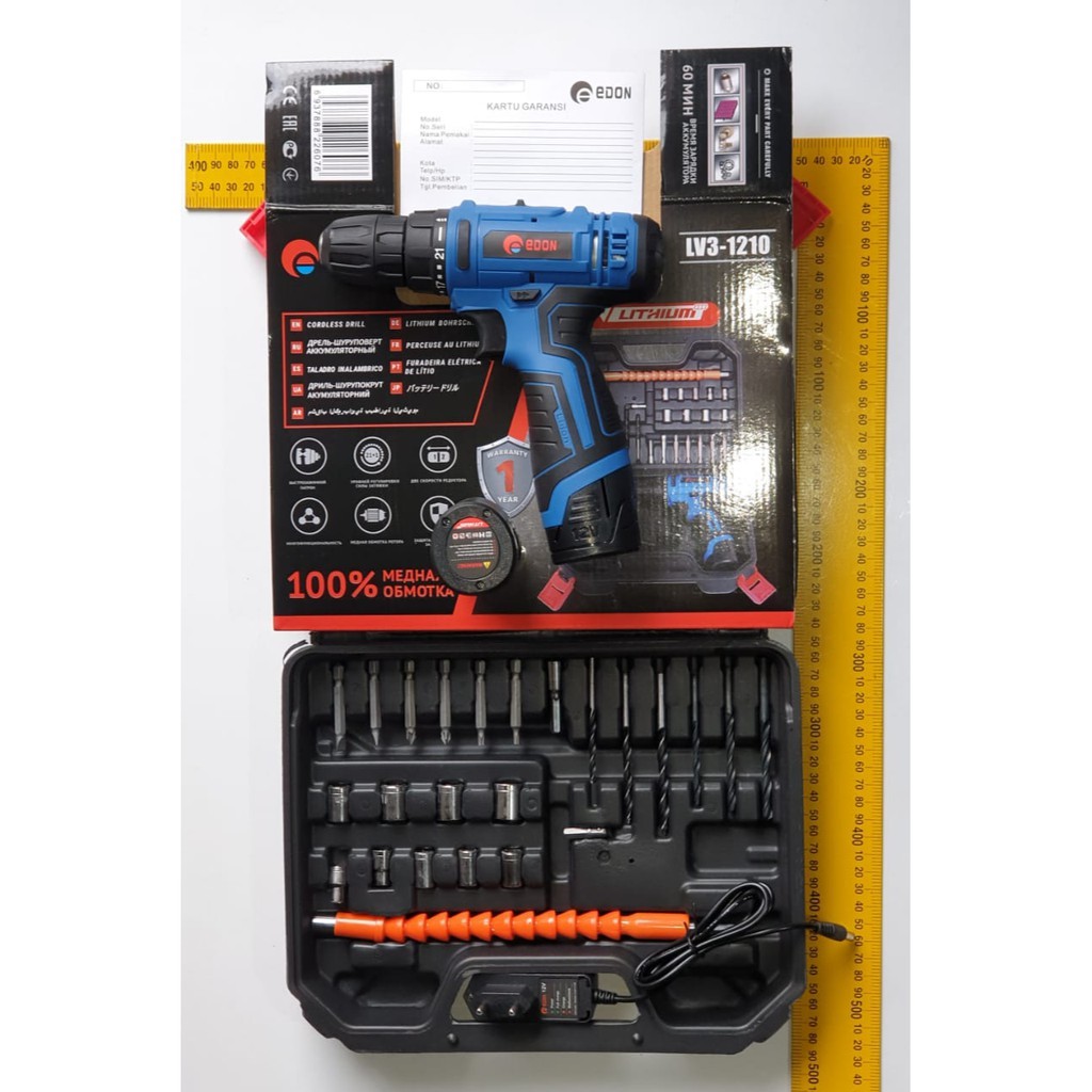 JLD 12V - Set Bor Obeng Bor Baterai 12 Volt 2 Baterai Cordlesss Drill