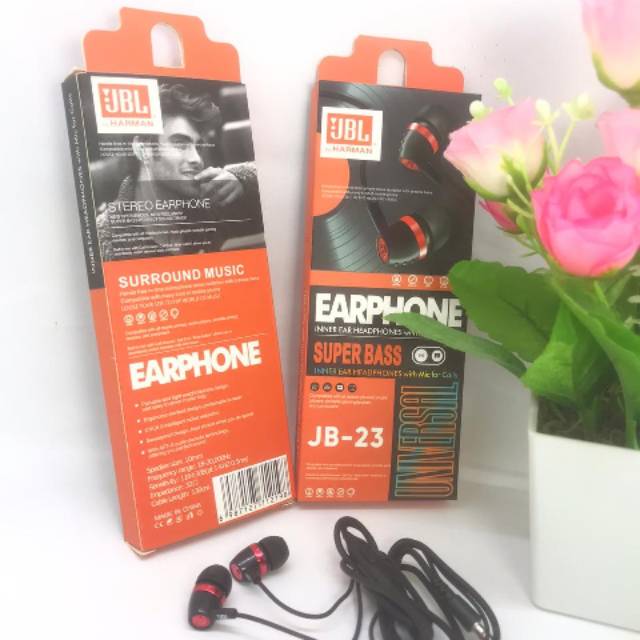 HANDSFREE - HEADSET - EARPHONE JB23 EXTRA BASS STEREO KUALITAS BAGUS KABEL TALI SEPATU