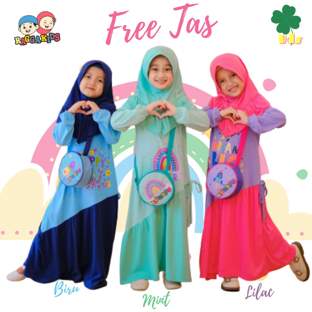 gratis tas baju muslim anak Raggakids Gamis anak premium RG56 free tas