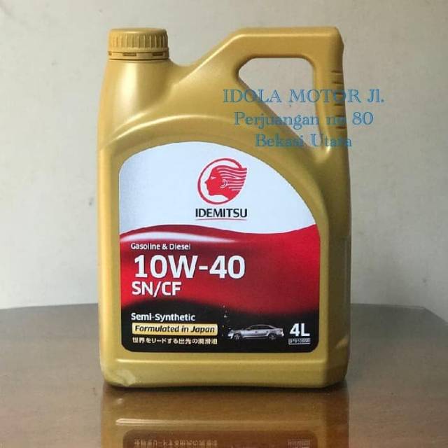 Oli idemitsu gasoline &amp; diesel SAE 10w-40 SN/CF isi 4 liter