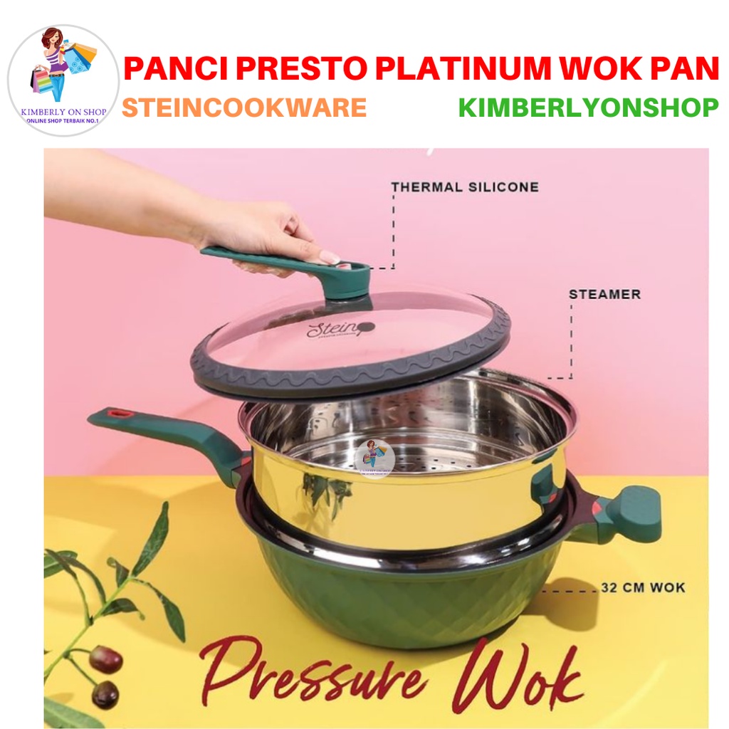 Panci Presto Wok Platinum Pressure cooker 32 cm Steincookware