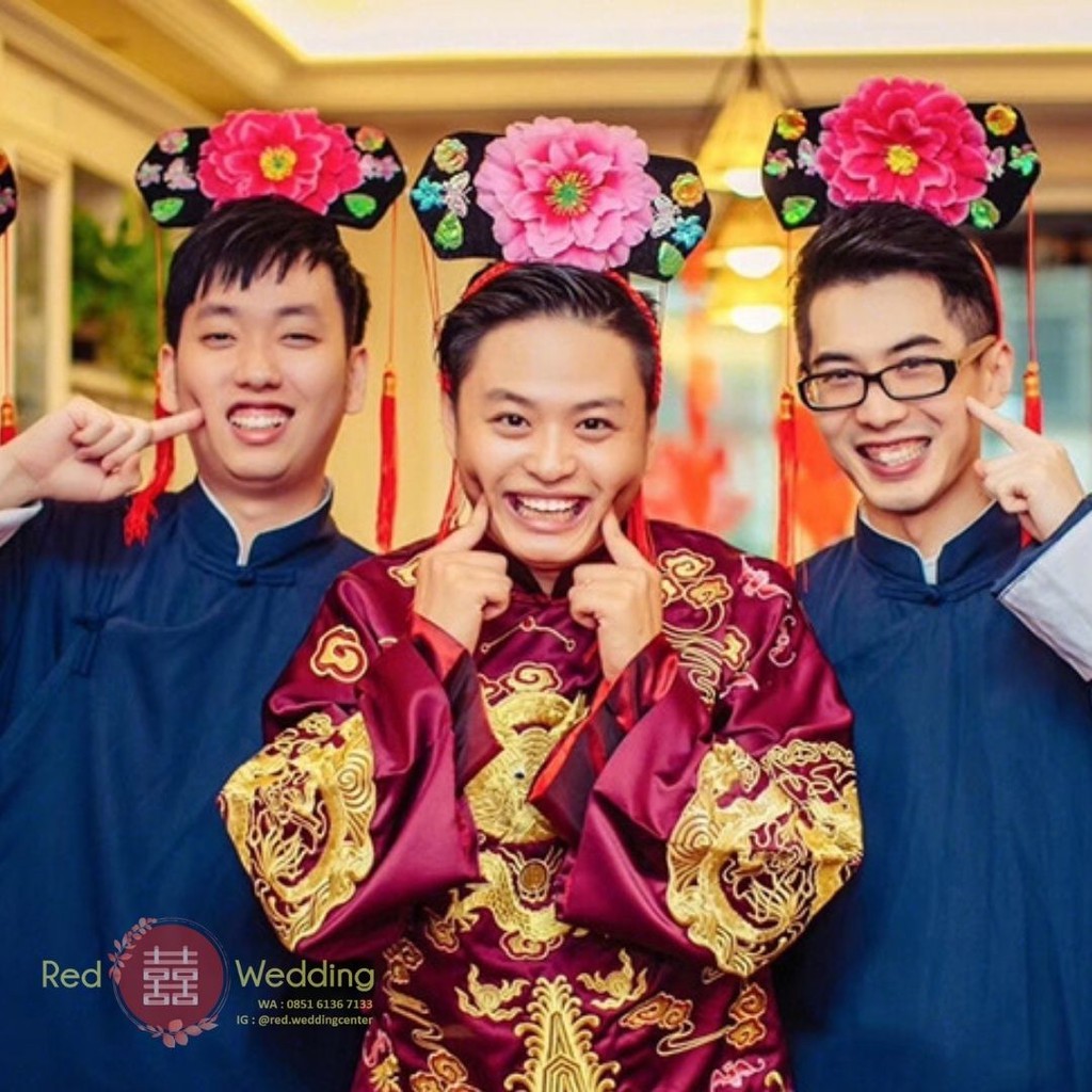 Bando Bunga Lucu BIG RED LIPS Wedding Mainan Game Permainan Accessoris Funny Bando Pengantin Groom Bride