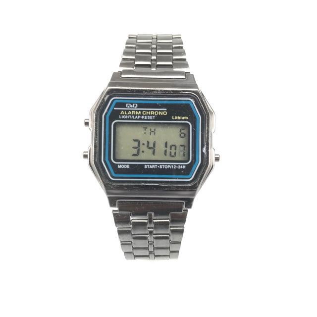 Jam digital wanita stainless steel, jam tangan elektronik-HITAM