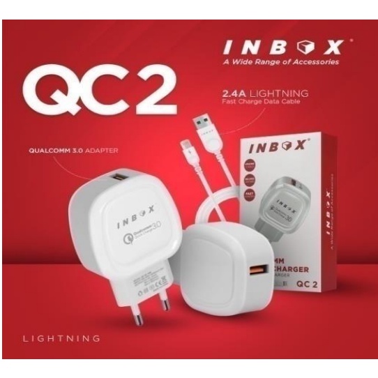 INBOX Charger Iphone QC2 Fast Charging 3A 15W Free Kabel Data QC-2 Charger HP QC 2