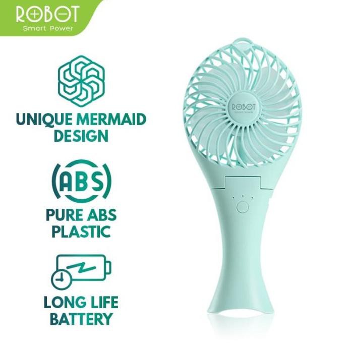 ROBOT KIPAS MINI POWER BANK RT-BF07 2000MAH PORTABLE FAN MINI ORIGINA - BIRU MUDA