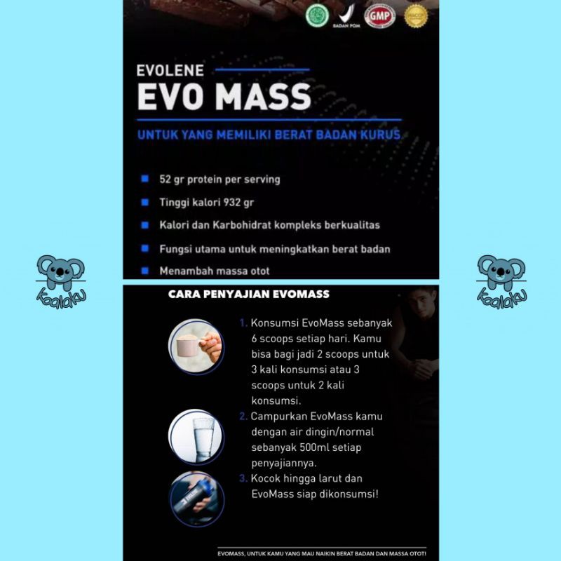 Evolene Evomass Evo Mass Gainer 2lbs 2 lbs 912 gr Evomas Susu Gym Penggemuk Badan