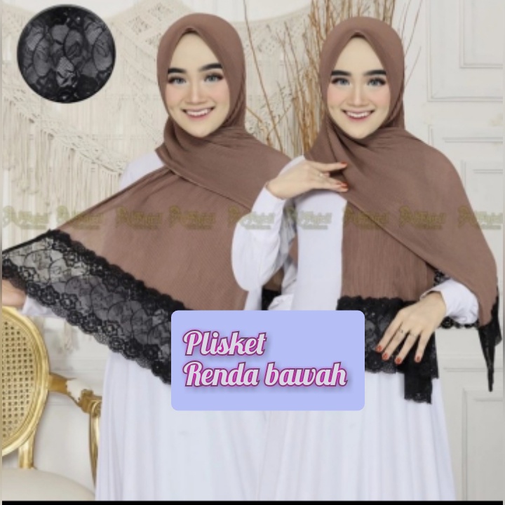 HIJAB PASHMINA PLISKET RENDA BAWAH/ PASHMINA PLISKET RENDA MODEL TERBARU 2021