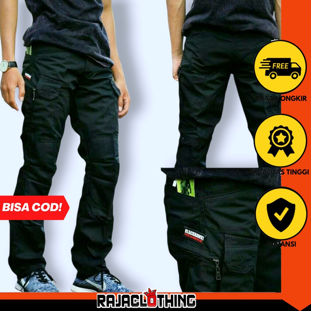 RCL - CELANA TACTICAL BLACKHAWK HITAM NAVY CREAM MOCCA HIJAU ABU PANJANG - CELANA OUTDOOR CARGO PRIA