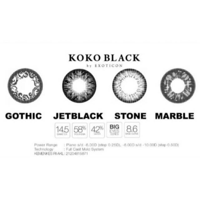 Softlens koko black | koko black diameter 14.5mm | softlens hitam