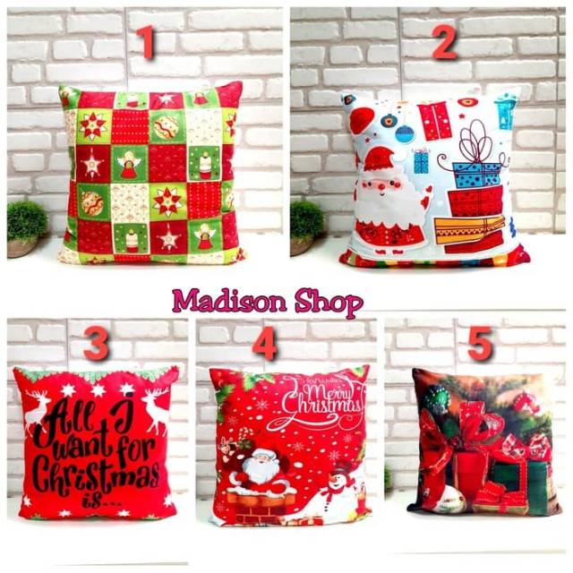 Sarung Bantal Natal Hadiah Dekorasi Christmas Murah Pillow Case Merah