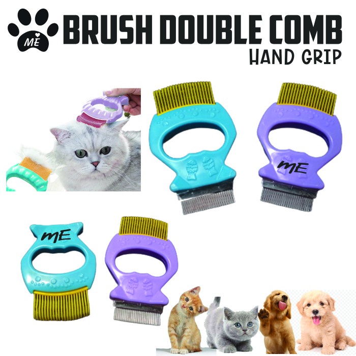 Pet Grooming &quot;DOUBLE COMB HAND GRIP&quot; Sisir Hewan