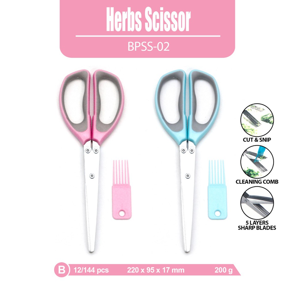 

GUNTING SERBA GUNA / GUNTING HERBAL 5 LAYER FREE CLEANING COMB CATALINA HERBS SCISSOR BPSS 02B