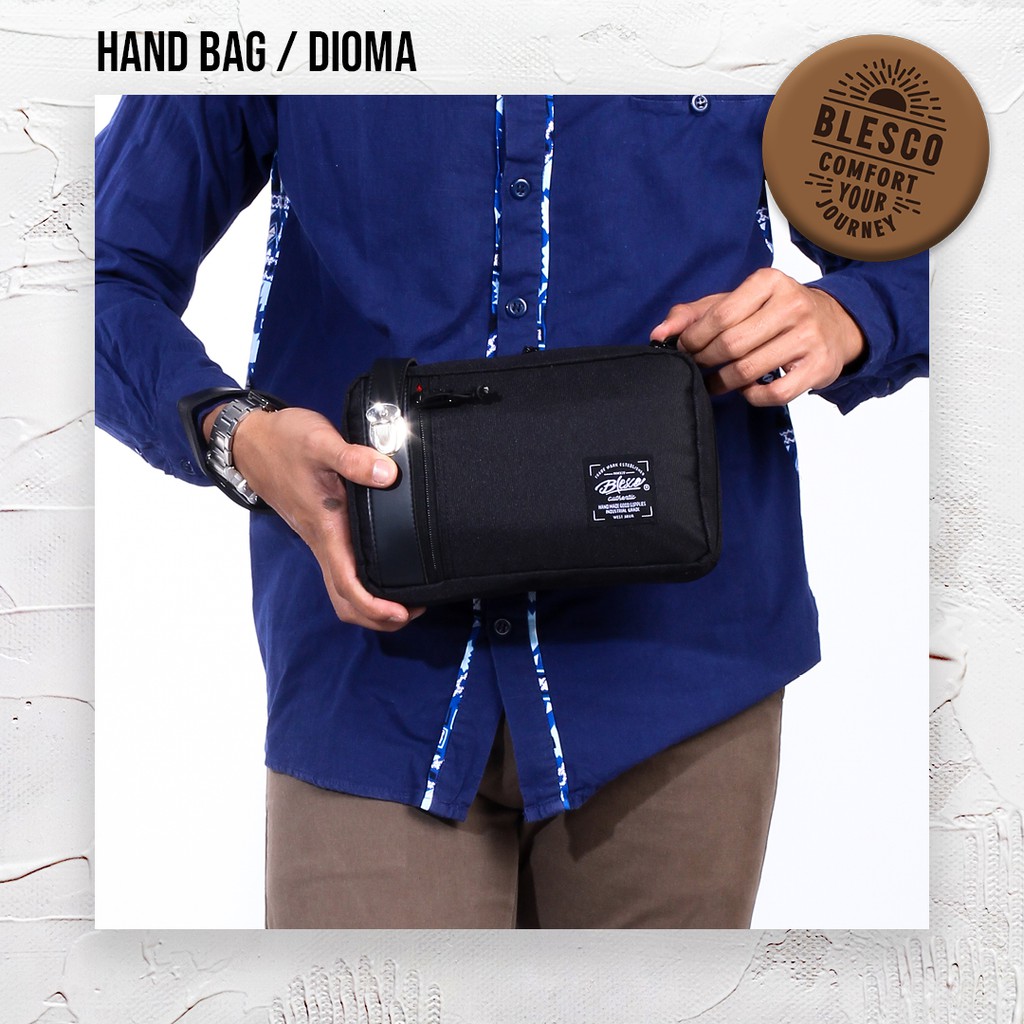 Tas Handbag Pria Premium Clutch  Warna Hitam - Blesco Dioma