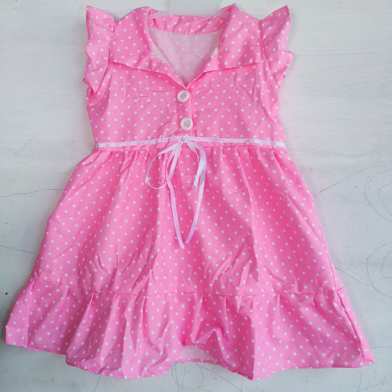 dress anak cewek perempuan 2 3 tahun motif polka ( dress polkatun elsa )