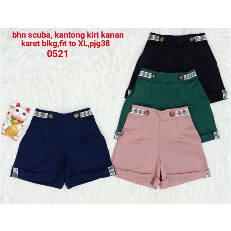 0521 celana pendek kancing variasi,fit to xl .Bahan scuba import.ORDER TANYA STOK Y