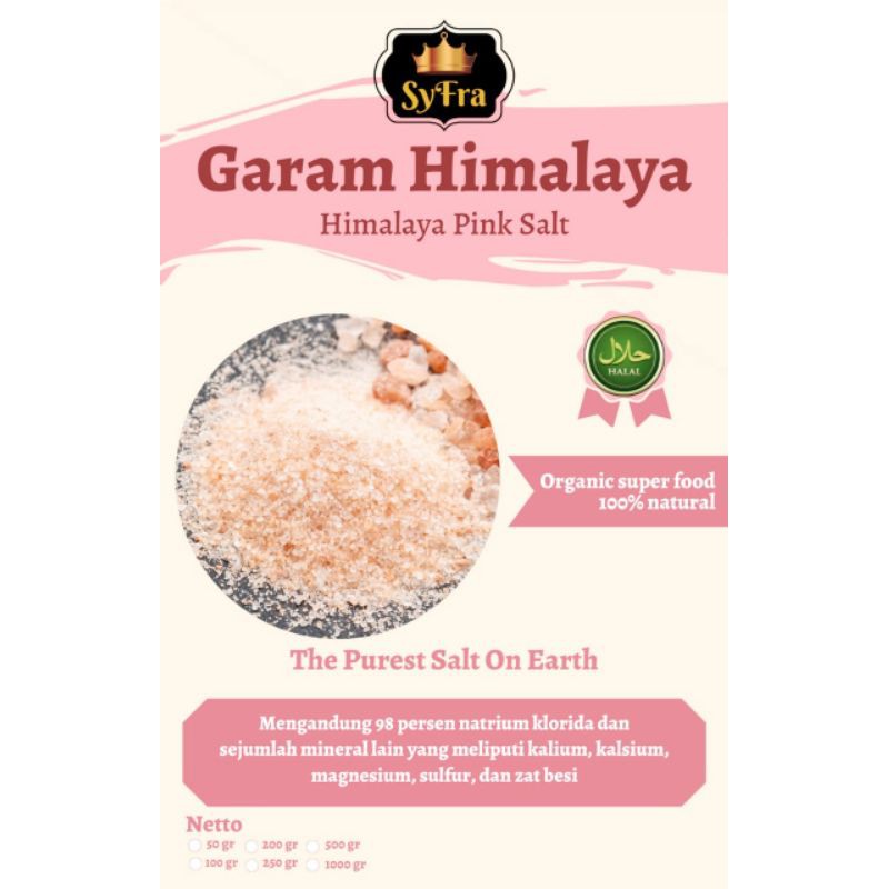 Garam Himalaya 100 gram Natural Pink Himalayan Salt Fine Halus 100gram