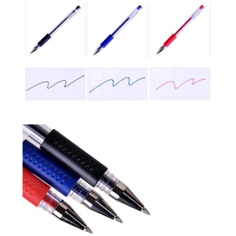 Pulpen Gel Ink 0.5 mm Warna Merah Biru Hitam/Alat tulis/Pulpen hitam biru merah