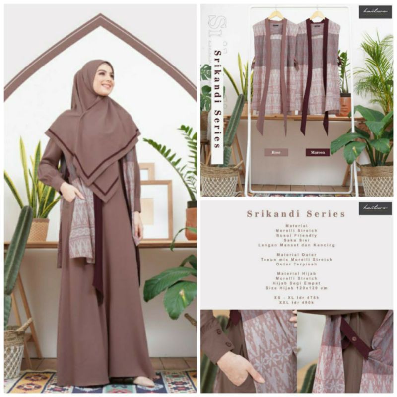 HAITWO SRIKANDI SERIES SETELAN GAMIS+OUTER+HIJAB by NIBRAS