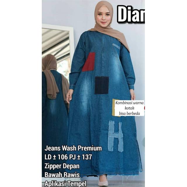 Gamis jeans tempel //JF1022