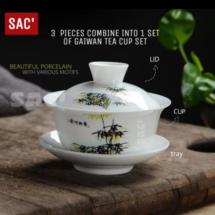 misi- XIAOXING Gaiwan Porcelain Chinese Tea Set Cangkir Teko Teh Teapot