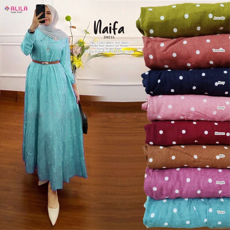 NAIFA MIDI DRESS ORIGINAL BY ALILA (100% REAL PICT ORI BERLABEL ALILA)