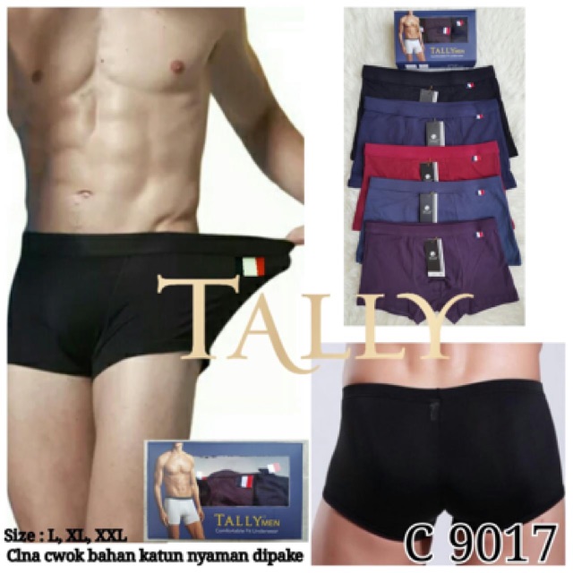 TALLY CD CELANA DALAM BOXER COWOK PRIA 9017 | HARGA PER PCS / SATUAN | SIZE M - XXXL | BAHAN KATUN