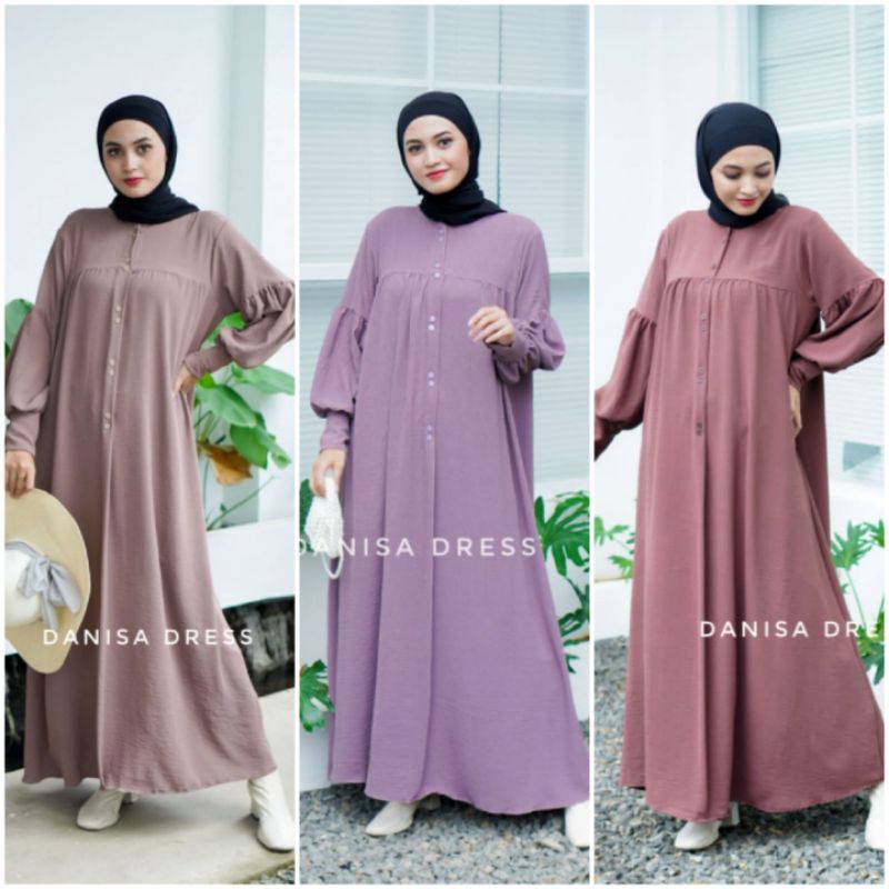 BISA COD DANISA DRESS GAMIS ABAYA POLOS FULL KANCING BUSUI JUMBO SYARI HAJI UMROH OOTD HITS VIRAL KE