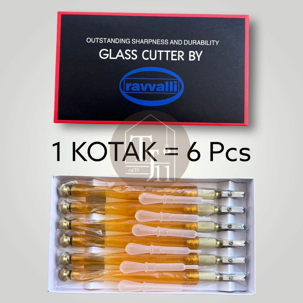 Pemotong Kaca / Glass Cutter merk Ravvalli 1 kotak isi 6 pcs