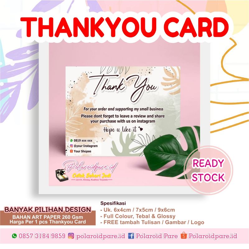 

Thank You Card / Kartu Ucapan Terimakasih / Thanks Card Olshop | Custom Termurah