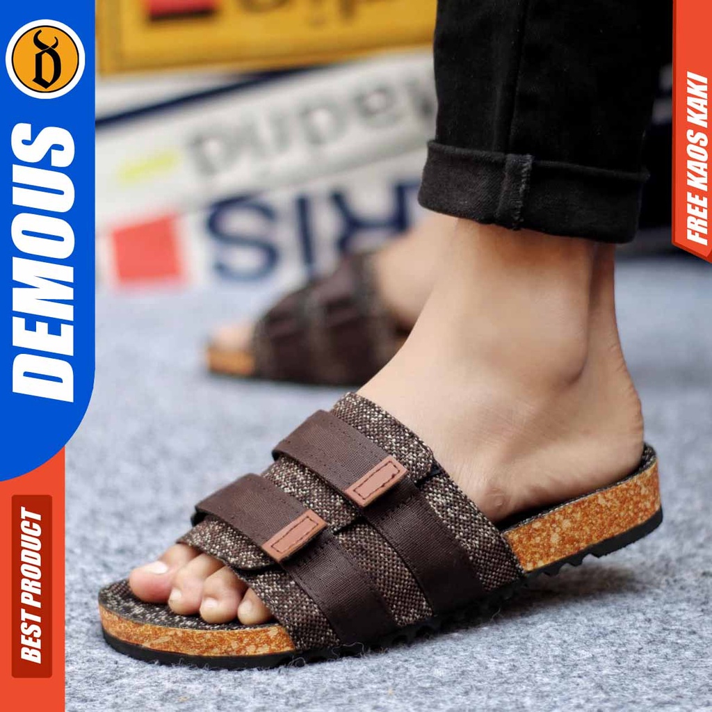 DEMOUS KOSKA Sandal Pria Slop Selop Kekinian Terbaru