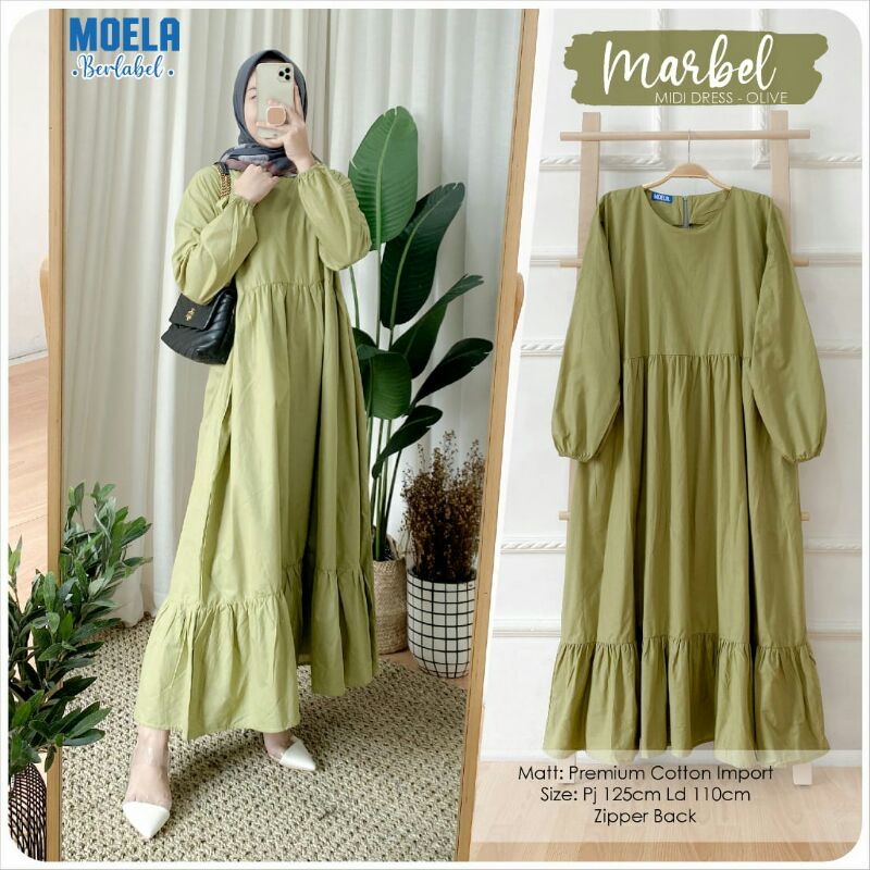 MARBEL MIDI by MOELA  / DRESS / MIDI DRESS / SYAR'I / TUNIK / SETELAN / ONESET / GAMIS / DASTER CANT