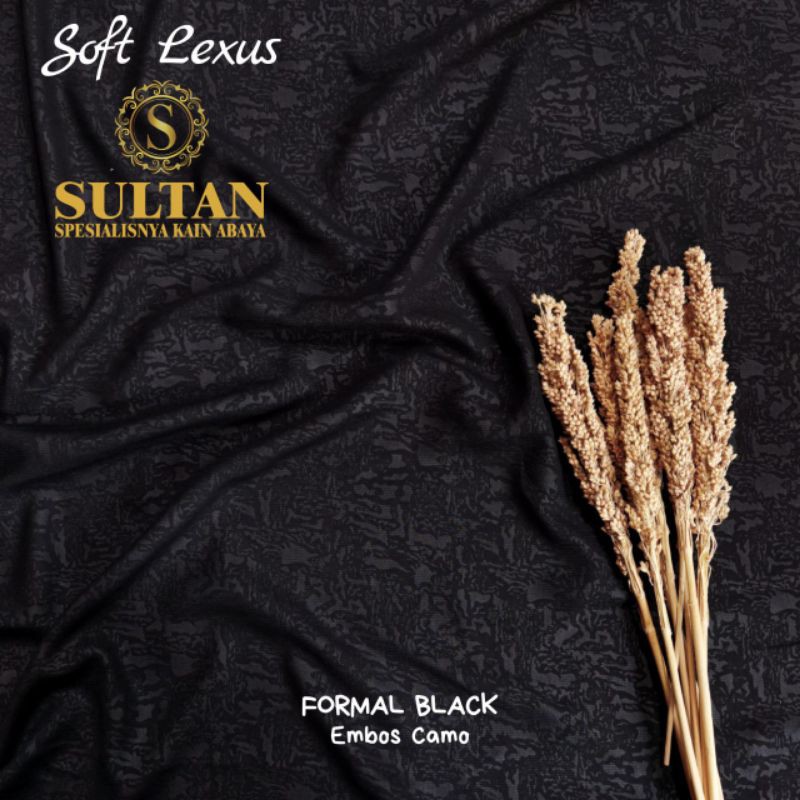 50CM EMBOS CAMO SOFT LEXINA FORMAL BLACK/ HITAM PEKAT KAIN ABAYA SULTAN (BAHAN FORMAL JETBLACK) (MER