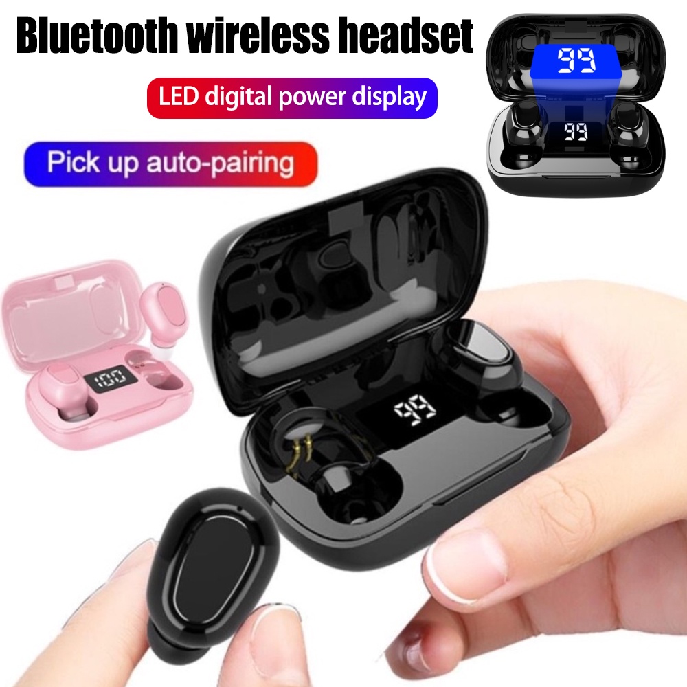 Bluetooth 5.0 Untuk Universal Led Display Headset TWS Sport Wireless L21pro Earphone Tws